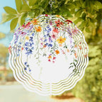 Wind Spinners for Yard Garden, Spring Colorful Flower on White 3D Stainless Steel Round Hanging Spinners Indoor Outdoor Kinetic Yard Art,12 Inch, Watercolor Swirling Leaf by IDOWMAT