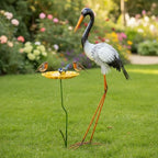 39" Large Heron Garden Statue,Crane Outdoor Statues with Leaf Tray - Image 3