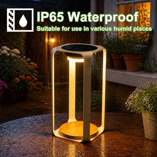 Solar Outdoor Table Lamp, Rechargeable Cordless Patio Lamp Waterproof - Image 3