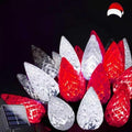 C6 Solar Christmas Lights Outdoor 33FT 100 LED String Lights Red White by EEW