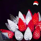 C6 Solar Christmas Lights Outdoor 33FT 100 LED String Lights Red White by EEW