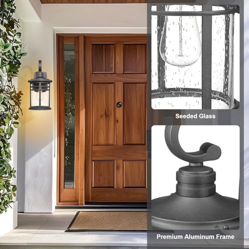 2 Packs Outdoor Porch Lights Wall Mount Sconces Outdoor Lighting Waterproof Exterior Lantern for House Front Porch Patio Garage Doorway Garden, Medium - Image 3