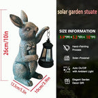 Solar Garden Statues -Rabbit Lantern Outdoor Handmade Resin Statue with LED Light, Cute Carrot Holder for Patio, Yard, Gift Ideas (rabbit2) - Image 5