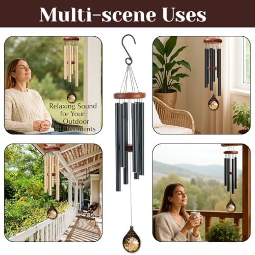 Personalized Photo Memorial Wind Chime Custom Name & Year, in Loving Memory Sympathy Gift, Remembrance Windchimes Outdoor Deep Tone Garden Patio Decor - Image 6