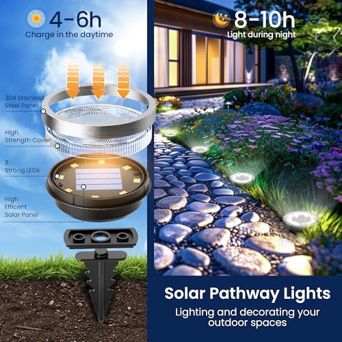 SOLPEX 16 Pack Solar Ground Lights Outdoor, Backyard Decor Cool White - Image 3