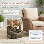 Elephant Outdoor Water Fountain with Glass Tabletop, 21.85" H Cascading Garden Water Feature, Country Style Patio Fountain with Realistic Skin & Rock for Yard, Deck, Backyard Décor - Image 6