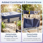 IRONMAX Garden Kneeler and Seat with 14" L×11" W EVA Kneeling Pad, Blue - Image 5