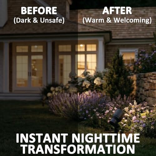 Low Voltage Spotlights 2PK 20W Halogen Floodlights 12V AC Outdoor Spot Lights Black Landscape Lighting Kit 145 Lumens 3000K with Spike Stake and Connector for Garden, Yard, Lawn - Image 4