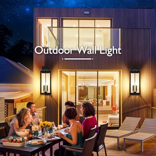 BesLowe 23.9" Extra Large Size Outdoor Wall Light Fixture, Exterior Lighting Fixture Porch Sconce Wall Mounted, Waterproof Outdoor Wall Lantern, Outside Light for House Patio Front Door Garage, Black - Image 7