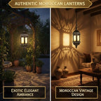 2Pcs Moroccan Lantern, Hollow Vintage Hanging Candle Lantern Metal Ramadan Decorations for Home Indoor Outdoor - Image 4