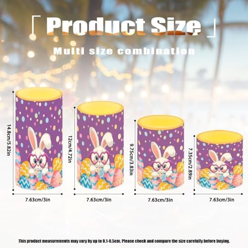 4 Pack Flameless Candles with Remote Easter Day Eggs Battery Operated Candles with Timer Cute Bunny Outdoor Flameless Pillar Lights Lanterns for Holiday Patio Porch Decorations - Image 4