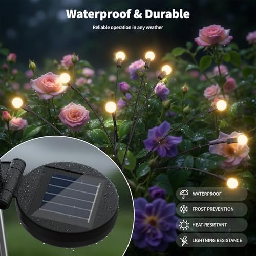 Outdoor Solar Lights Waterproof (8 Pack, 80 LED), Fairy Garden Decor, Fairy Tale Courtyard Decor, Firefly Lights, Solar Garden Lights, Solar Landscape Lights, Gifts for Women Who Have Everything - Image 6