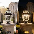 Kalium Outdoor Post Lights, 3 Light Lamp Post Light Fixture Hardwired with Clear Beveled Glass, 23" Large Waterproof Lamp Pillar Fixtures for Yard Pathway Porch Patio 60W Matte Black - Image 4