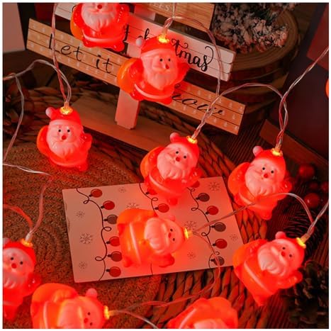 CAKERS Christmas Decor String Lights|Creative Cute Novelty Fairy Lights|Hanging Copper Wire Lights|Night Lights for Birthday Party Xmas Tree Decor,Santa Claus,5m(16.4ft)-20LED-Solar - Image 2