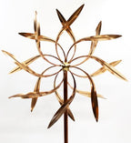 Large Kinetic Copper Dual Spinner - Dancing Willow Leaves Jumbo Version (3-ft Across, 9-ft Tall) by StanwoodWindSculpture