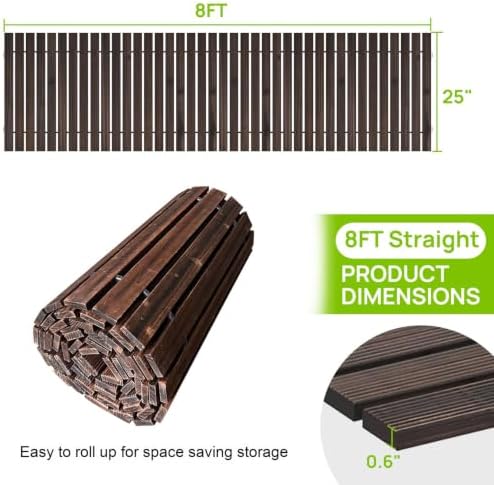 8FT Wooden Garden Parhway Walkway Outdoor 25" Wide Oversize Roll Out Decorative Patio pavers Path Wood Flooring Non-Slip Surface Road Floor for Yard Lawn Vegetable Garden Wedding Party (Carbonized) - Image 3