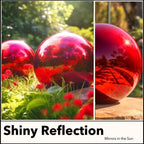 12 Inch Stainless Steel Gazing Globe,v2croft Hollow Ball Mirrored Surface Polished Shiny Sphere,Garden Stainless Steel Gazing Ball for Outdoor Lawn Pond Yard Ornament(red) - Image 7