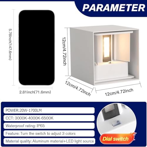 20W Outdoor Wall Lights 3CCT Adjustable,Up and Down Wall Sconce 4 Pack - Image 5