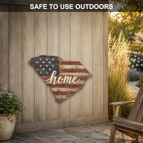 South Carolina "Home" State Shape Sign — Vintage American Flag Wall Decor - Image 4