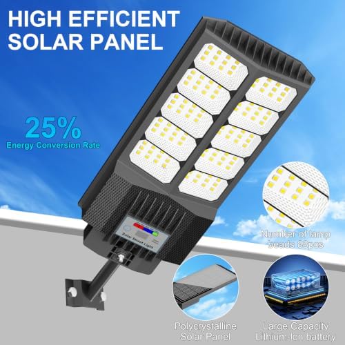 Solar Street Lights Outdoor Waterproof - LED Solar Flood Lights Outdoor Dusk to Dawn with Mention Sensor, Outdoor Solar Powered Floodlight for Parking Lot/Garden/Yard/Pathway Lighting - Image 2
