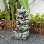 Outdoor Indoor Bird Water Fountain 5-Tier Cascading Rock Waterfall with LED - Image 4