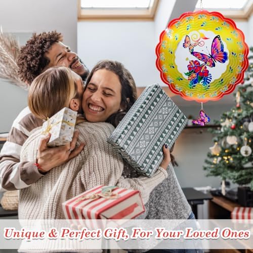 Butterfly Wind Spinner, Butterfly Gift for Women Men, 12in Spinfinity Designs Stainless Steel Hanging Wind Spinners with 3D Visual Effect, for Indoor/Outdoor Decor, Yard Art, Garden Decorations - Image 4