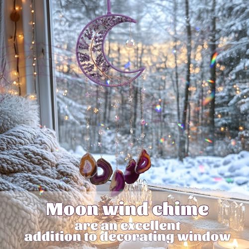 Amethyst Crystal Suncatcher Moon Hanging Sun Catchers Wall Decor - Image 3