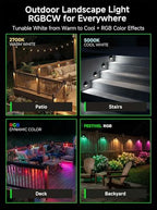 Low Voltage RGBCW Smart Deck Lights, 12V Bluetooth Mesh Black Outdoor Landscape Lighting with App & Remote Control, Replaceable G4 Bulb, IP65 Waterproof Aluminum for Step Stair Fence, 4 Pack - Image 5