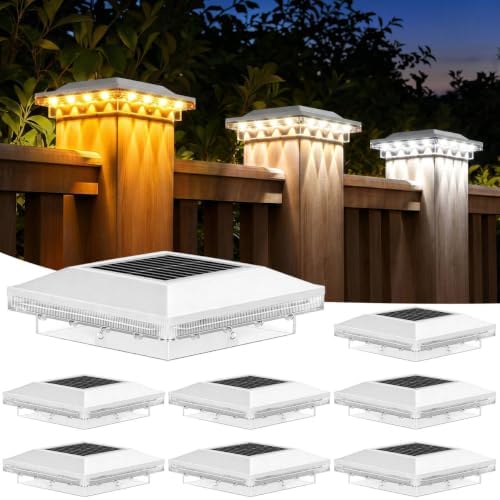 Brightever 4x4 Solar Post Cap Lights, 8 Pack White Solar Post Cap Lights by Brightever