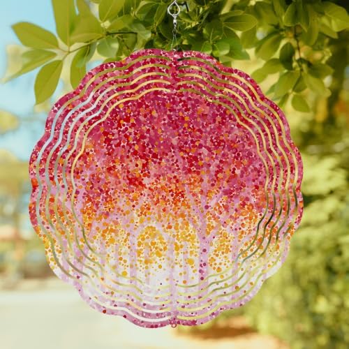 12 Inch Red Yellow Forest Wind Spinner for Yard and Garden,Nature Oil Painting Tree Branch Leaves Hanging Ornaments Outdoor 3D Kinetic Wind Sculpture Spinners Indoor Outdoor Patio Décor Gift - Image 2