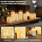 kakoya Flameless LED Candles with Timer 12 Pc Flickering Flameless Candles for Romantic Ambiance and Home Decoration Stable Acrylic Shell,with Embedded Star String，Battery Operated Candles(White) - Image 3
