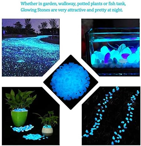 4.8Lbs 1100pcs Glow in The Dark Stones Garden Pebbles Rocks Indoor Outdoor Decor Luminous Stone for Walkways Driveway Yard Grass (White in Daytime, Blue in Night) - Image 5