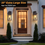 25IN Dusk to Dawn Outdoor Wall Sconce, 3-E12 Base Patio Light - Image 2