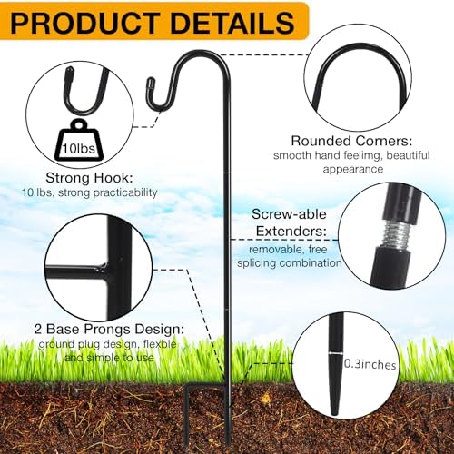 24 Pack 25 Inch Shepherds Hooks Outdoor Metal Garden Hook for Hanging Plant - Image 3