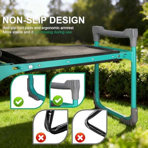 Garden Kneeler and Seat 2-in-1 Foldable Bench, with Storage Bags & Non-Slip Foam Pad - Image 5