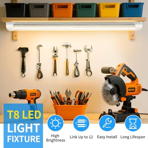 CNSUNWAY LED Shop Light 2FT, 22W 3300LM 3000K, V-Shape T8 LED Tube Light - Image 7