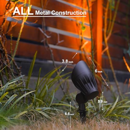 GOODSMANN Low Voltage Landscape Flood Lights 5W LED 1PK Outdoor Spotlight 2700K Warm White Replaceable LED Bulb Outside Hardwired Lighting with Metal Stake Cable Connector Replaceable - Image 4