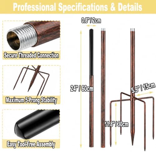 Heavy Duty Wind Spinner Replacement Pole, 48"/72" Adjustable, 5-Prong Base - Image 7
