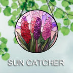 DASTOLL Stained Glass Window Hanging 4 Pcs Set Purple Flower Theme Large 15" - Tulip Suncatcher Door Garden Sun Catcher Decor Birthday Christmas for Plant Lovers Woman Nana Men - Image 5