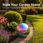 Gazing Ball Garden Mirror Outdoor - 10Inch Outside Decorative Globe Rainbow - Image 5