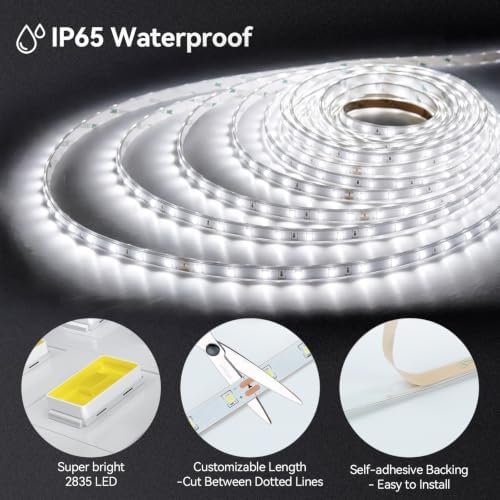 Solar LED Strip Lights Outdoor 6000K White 32.8 FT for Step, Pool, Deck - Image 4