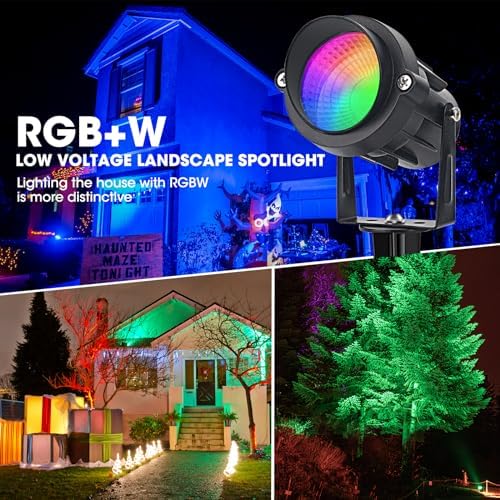 9W RGB Low Voltage Landscape Lights Color Changing Remote Control Spotlights Waterproof LED Landscape Lighting for Garden Pathway Christmas Halloween Outdoor Decorative(8Pack with Connectors) - Image 6