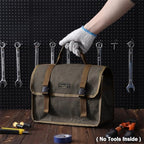 Canvas Tool Storage Bag - Portable Garden Tool Carrying Case with 3 Pockets + 2 Release Buckles, Multi-Purpose 16OZ Waxed Canvas Tool Tote Bag | 11.5"L x 6"W x 7.5"H | Grey - Image 6