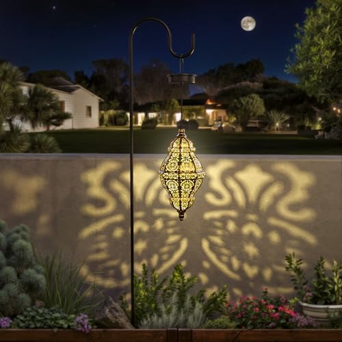 Twinkya Hanging Solar Lights Outdoor Garden Decor, Decorative Waterproof Plastic Moroccan Solar Lantern Lamp, Outside Decorations for Patio Yard Porch Backyard Decor, Gardening Gifts for Women Mom - Image 5