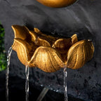 XBrand 30 in H Fiber Resin Wall Buddha Zen Outdoor Garden Water Fountain w/Warm LED Light, Gold - Image 5