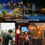 Lightdot 198FT Outdoor String Lights, LED Bistro String Lights with Shatterproof ST38 Bulbs, 2200K Dimmable, Waterproof Hanging Lights for Porch, Party, Garden, Backyard, Balcony - ETL Listed - Image 6