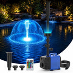 Pond Fountain Pump Kit, 880GPH Submersible Water Pump with Remote Control LED Lights, 3 Spray Patterns, Adjustable Flow, Quiet Operation, for Pond, Garden, Backyard Water Feature by Devopet