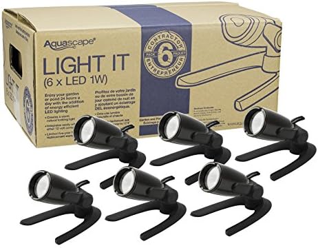Aquascape 1-Watt LED Spotlight 6-Pack, Submersible Outdoor Pond and Landscape Lighting, Energy-Efficient Waterproof Spot Lights, 84045 by Aquascape