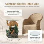 Modern Indoor Water Fountain with Glass Table, 22.8" H Outdoor Water Fountain LED Lighted Camel Fountain with Table, Water Feature for Garden, Deck, Living Room, Bedroom, Office Décor - Image 3