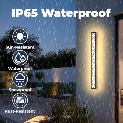 Outdoor Wall Lights 45.3inch Modern Outdoor Wall Sconce LED Long Wall Sconces Black Front Porch Light Waterproof Led Wall Light IP67 3000K Exterior Lighting Fixtures - Image 4
